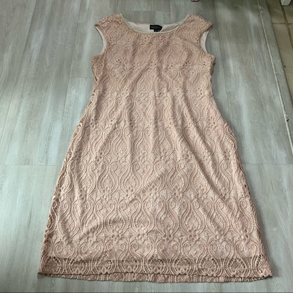 Connected Apparel Blush Pink Lace Dress Sz 16